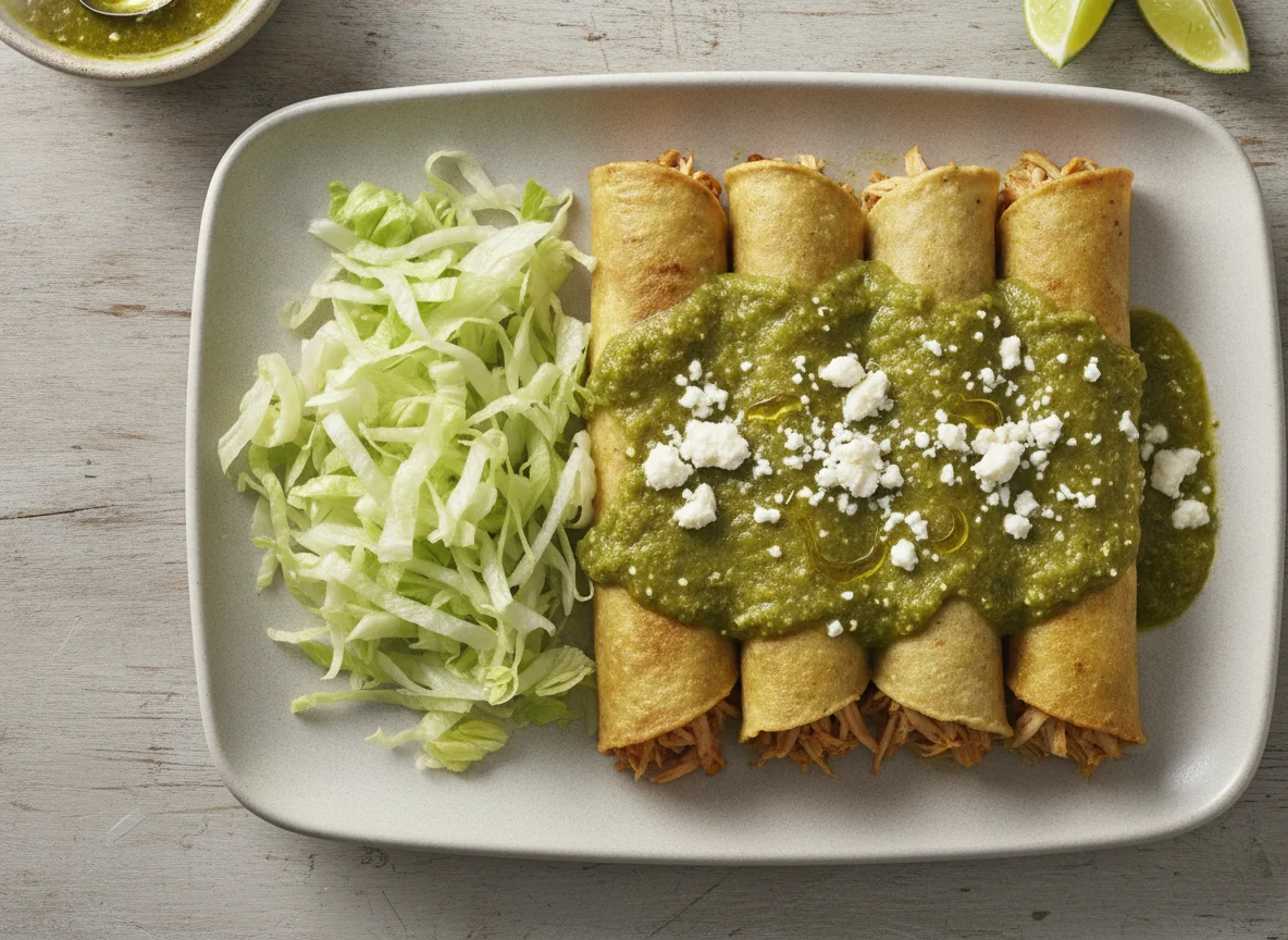 Enchiladas verdes con lechuga photo