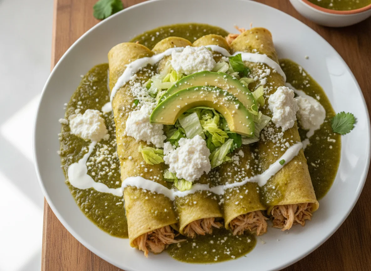 Enchiladas Verdes con Queso y Aguacate photo
