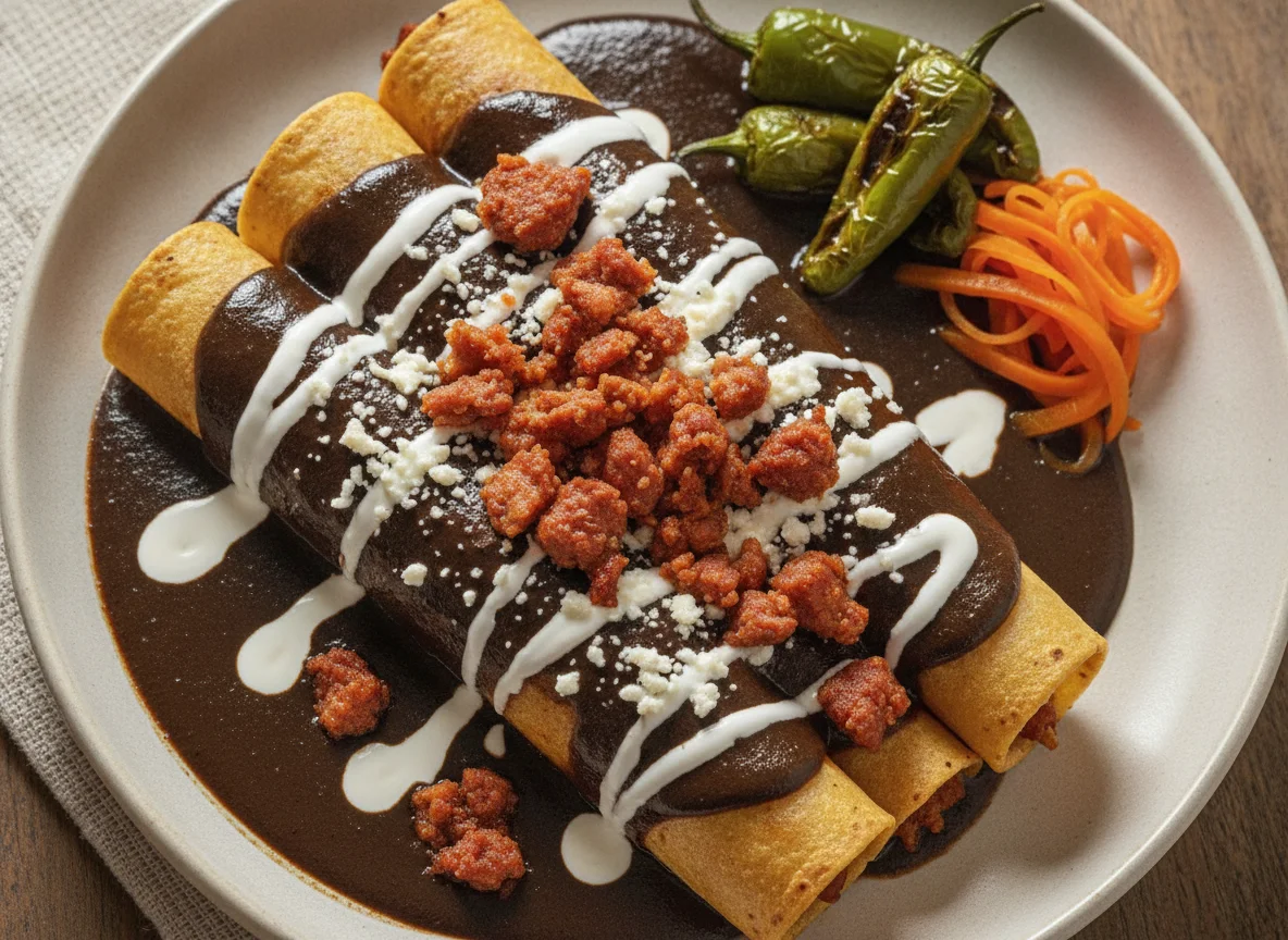 Enmoladas con chorizo y crema photo
