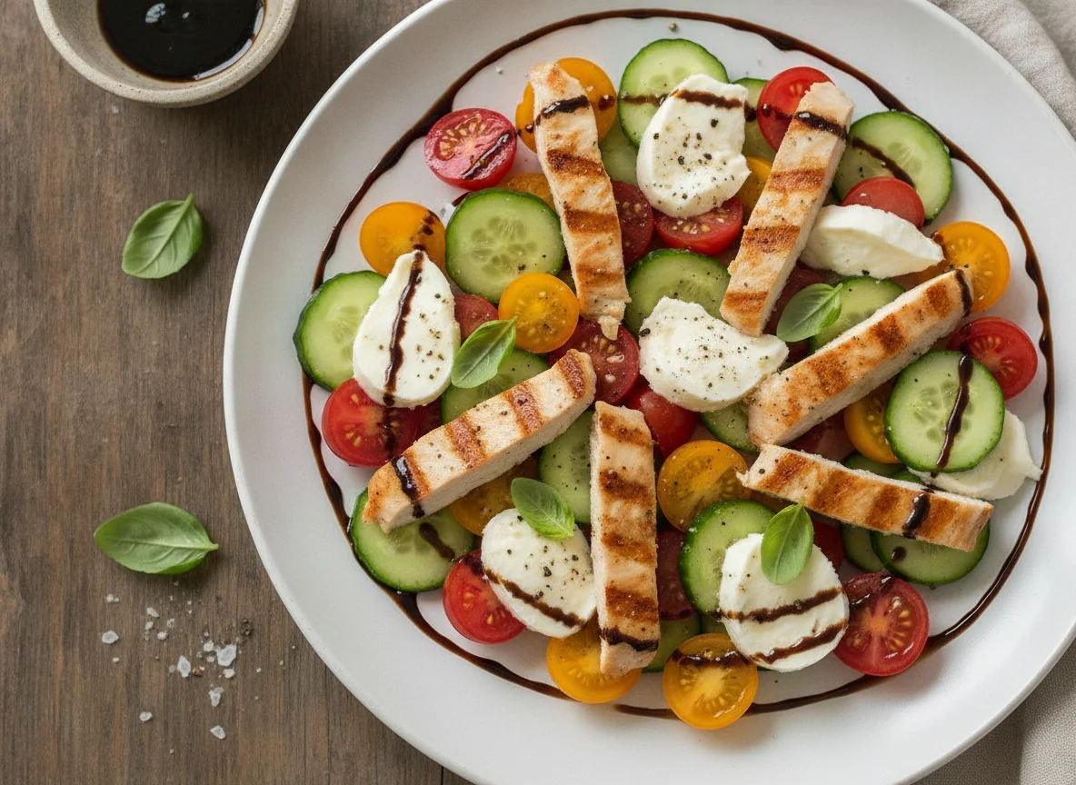 Ensalada Caprese con Pollo y Pepino photo