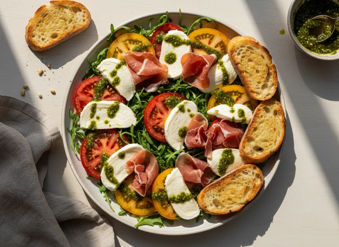 Ensalada Caprese con Prosciutto y Pesto photo