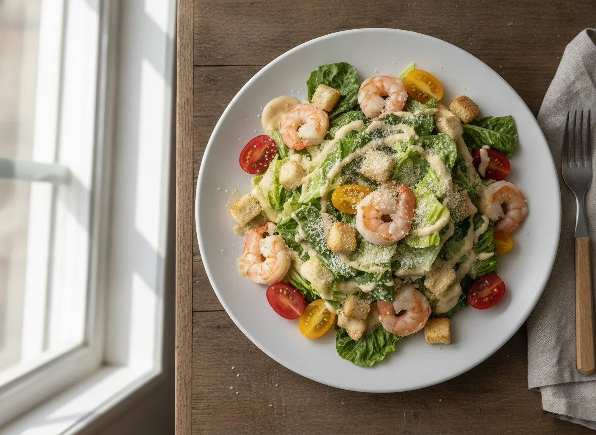Ensalada César con gambas photo