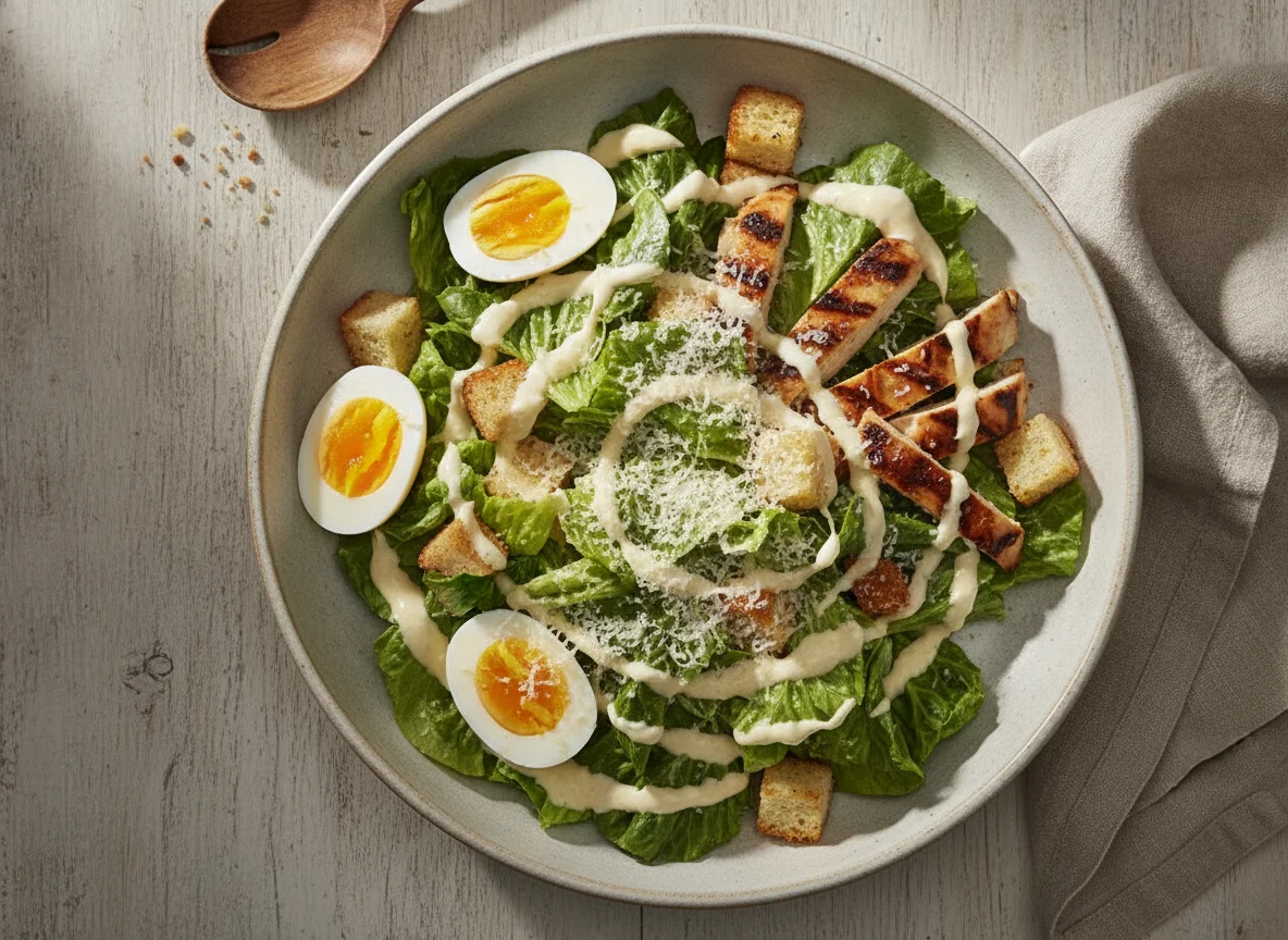 Ensalada César con huevo duro photo