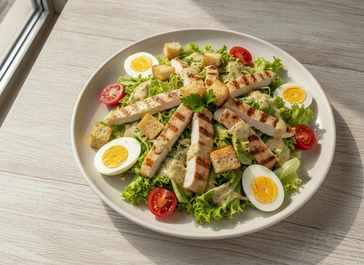 Ensalada César con Pollo y Huevo photo