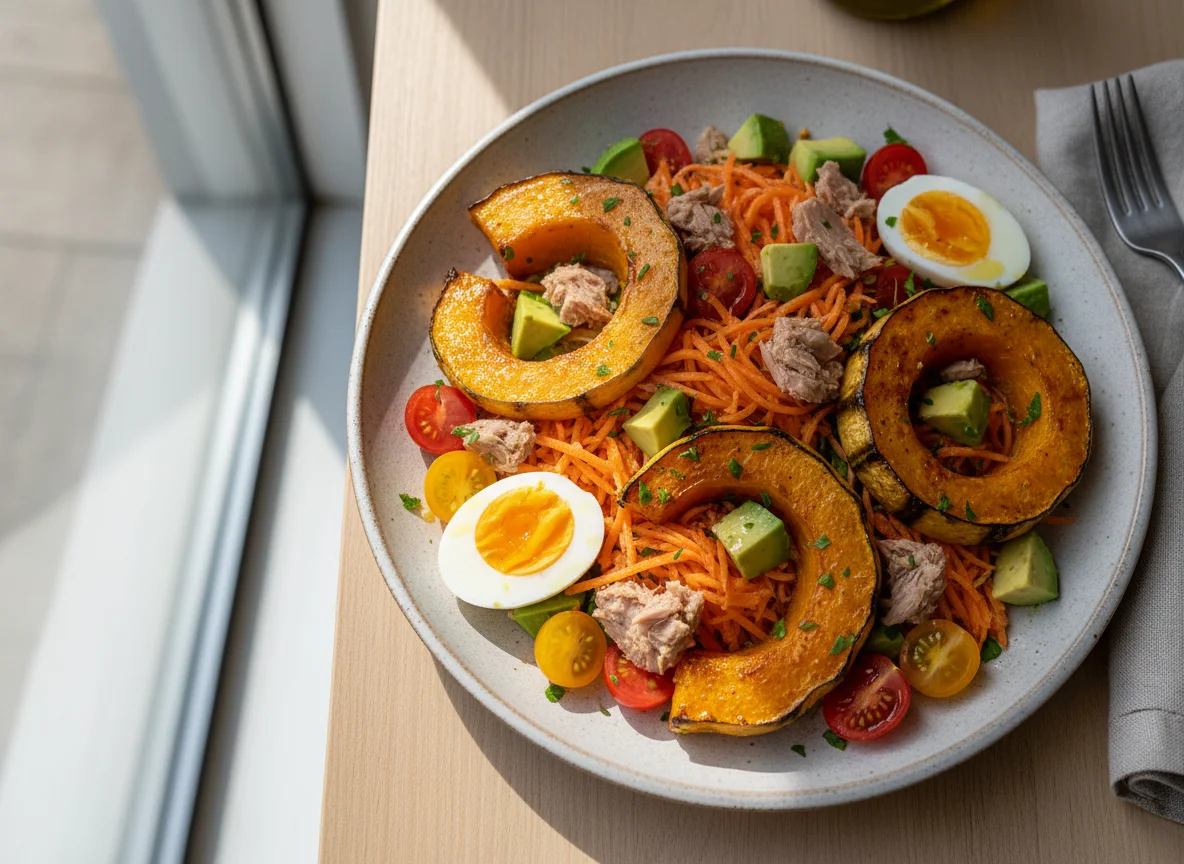 Ensalada completa con calabaza asada photo