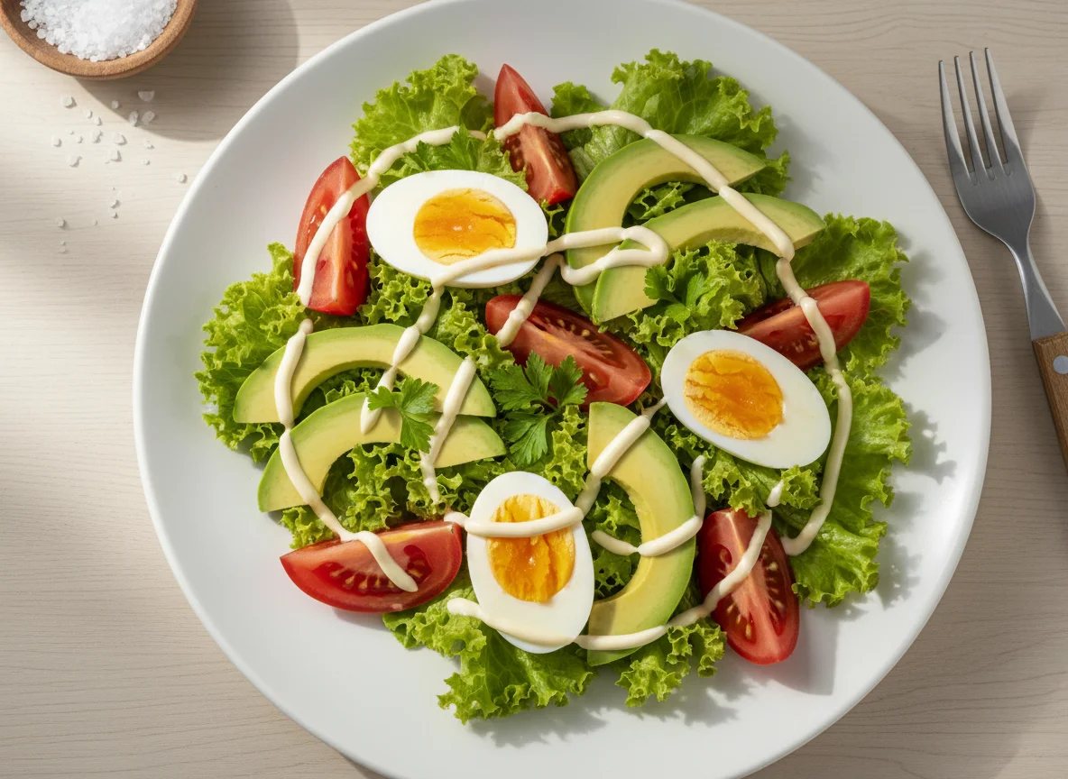 Ensalada con aguacate y huevo photo