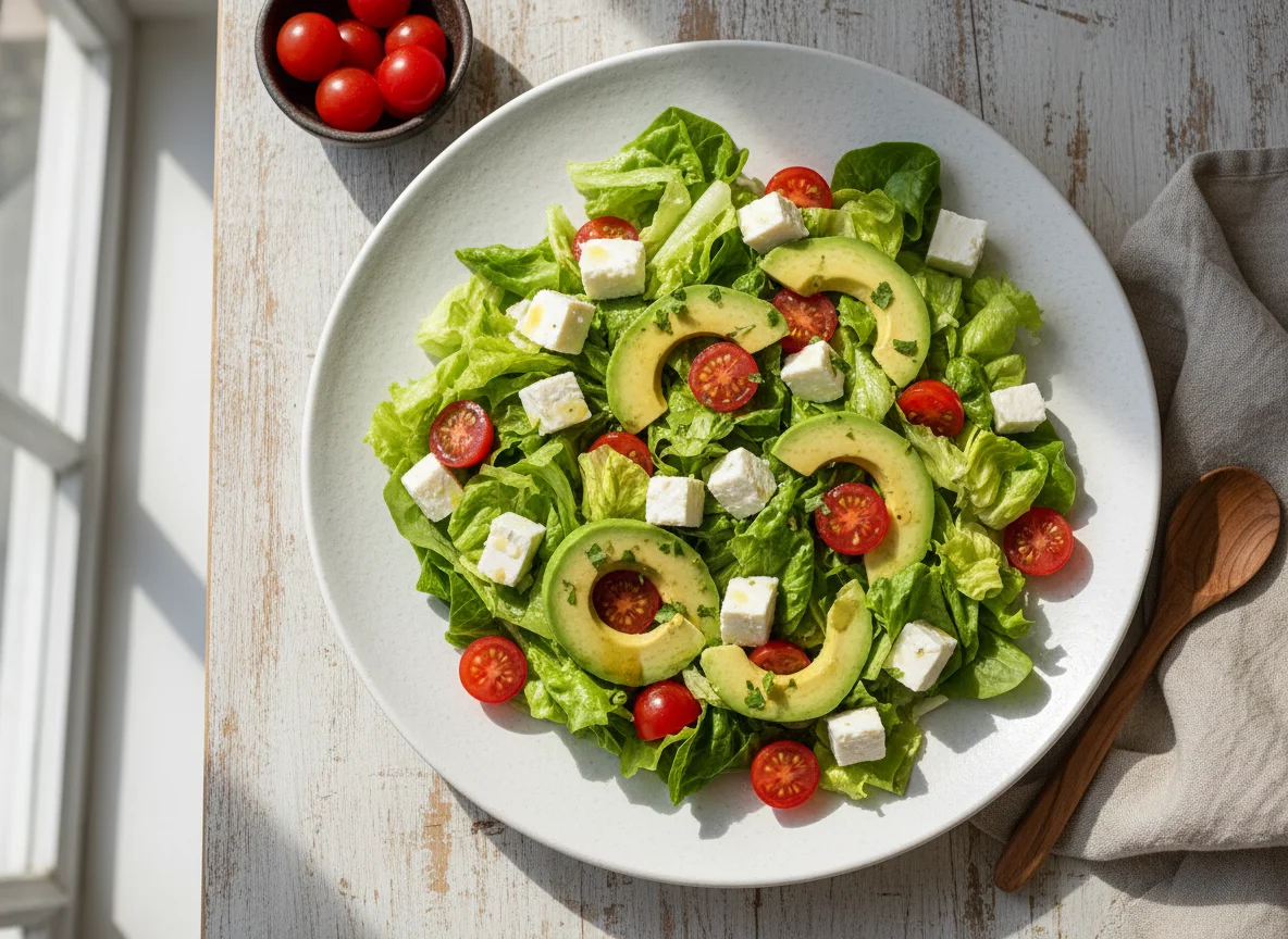 Ensalada con aguacate y queso photo