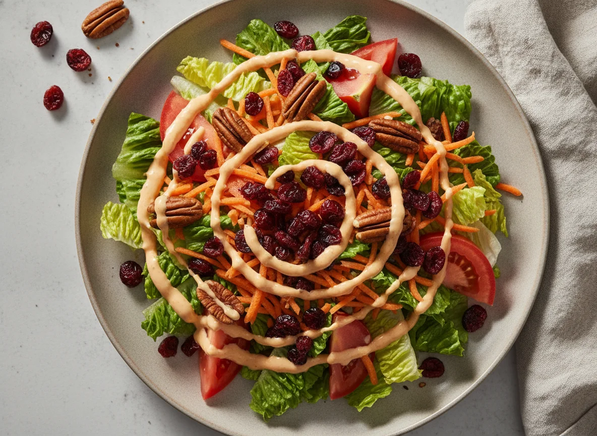 Ensalada con arándanos, nueces y aderezo cremoso photo