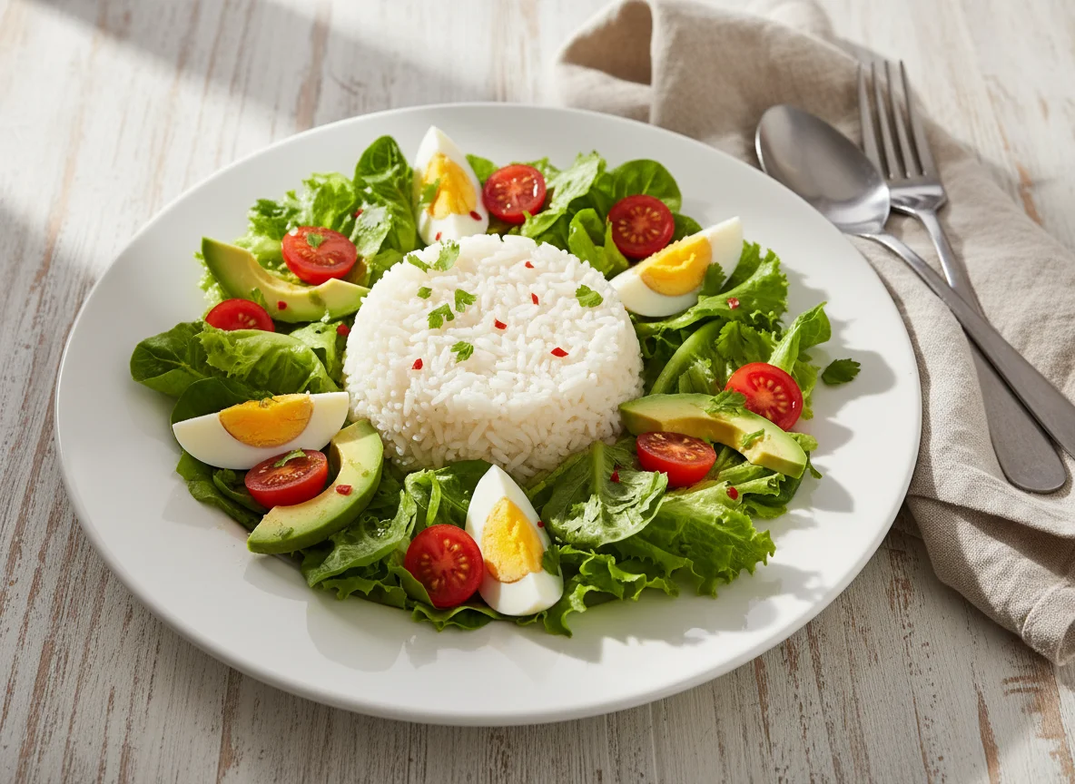 Ensalada con arroz y palta photo