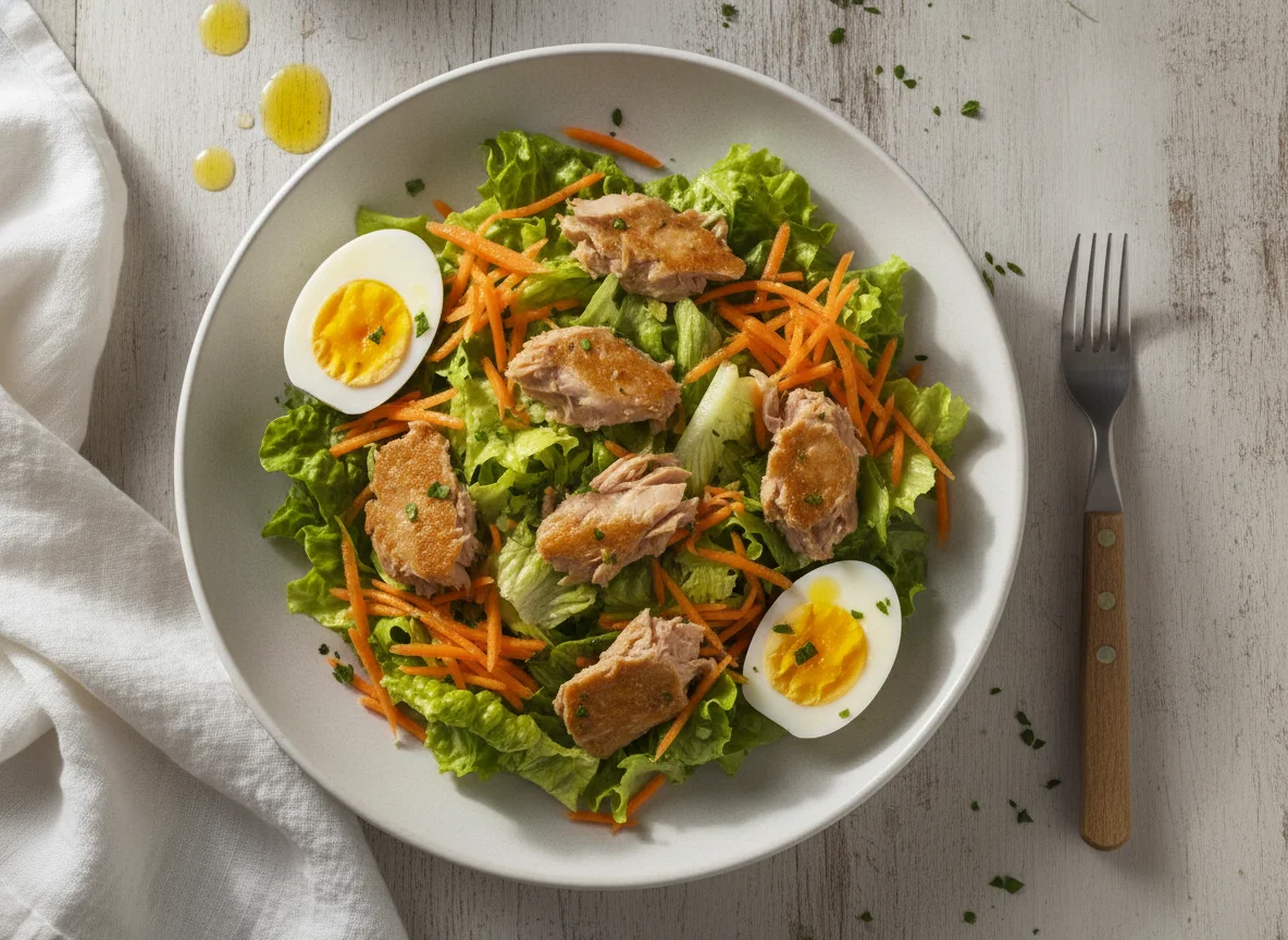 Ensalada con atún y huevos duros photo