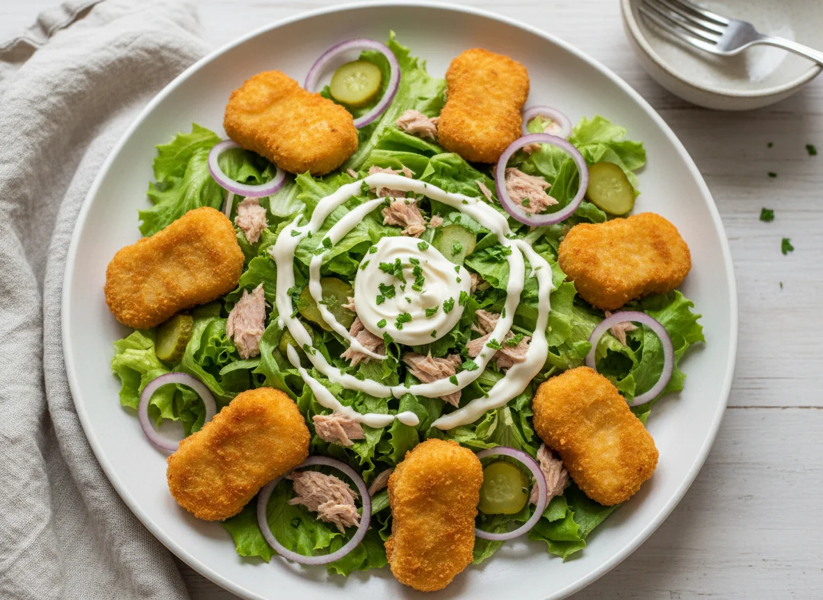 Ensalada con atún y nuggets photo