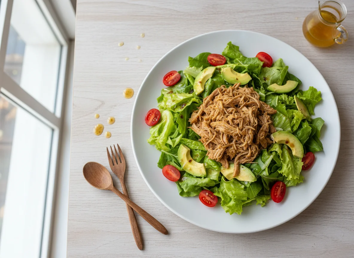 Ensalada con carne desmenuzada photo
