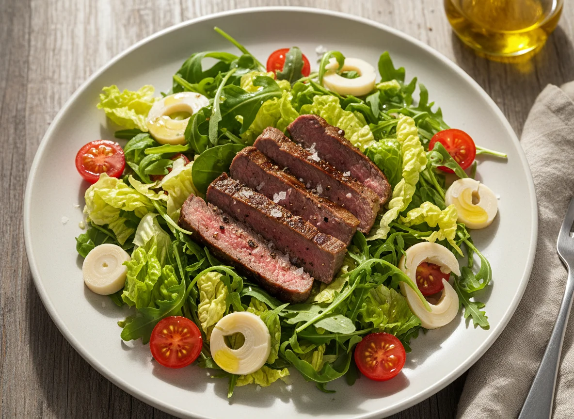 Ensalada con carne y palmitos photo