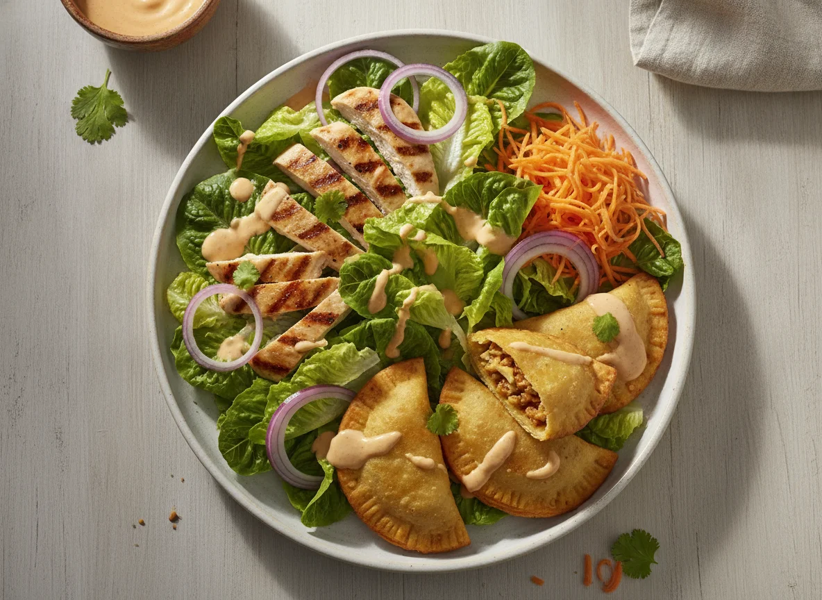 Ensalada con empanadas fritas photo