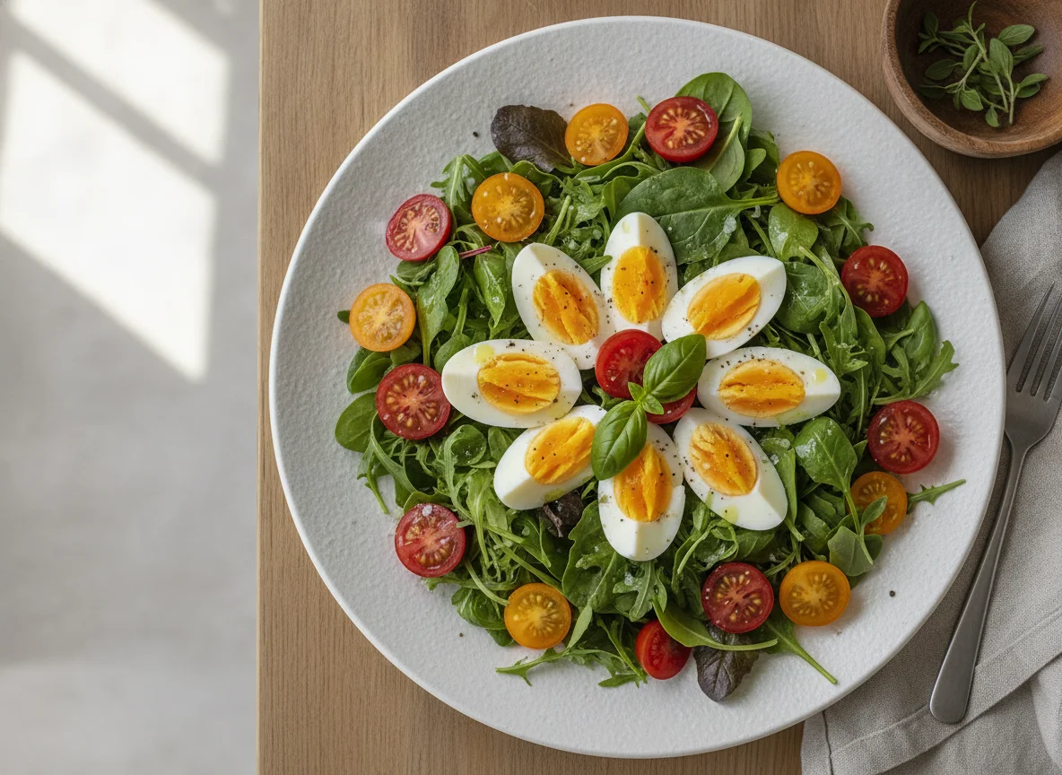 Ensalada con huevo duro y tomate photo