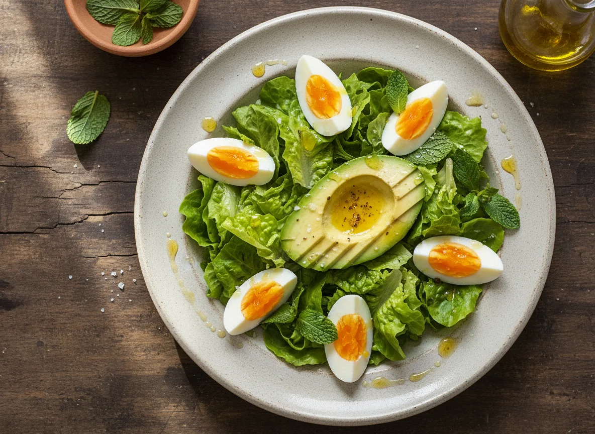 Ensalada con huevo y aguacate photo