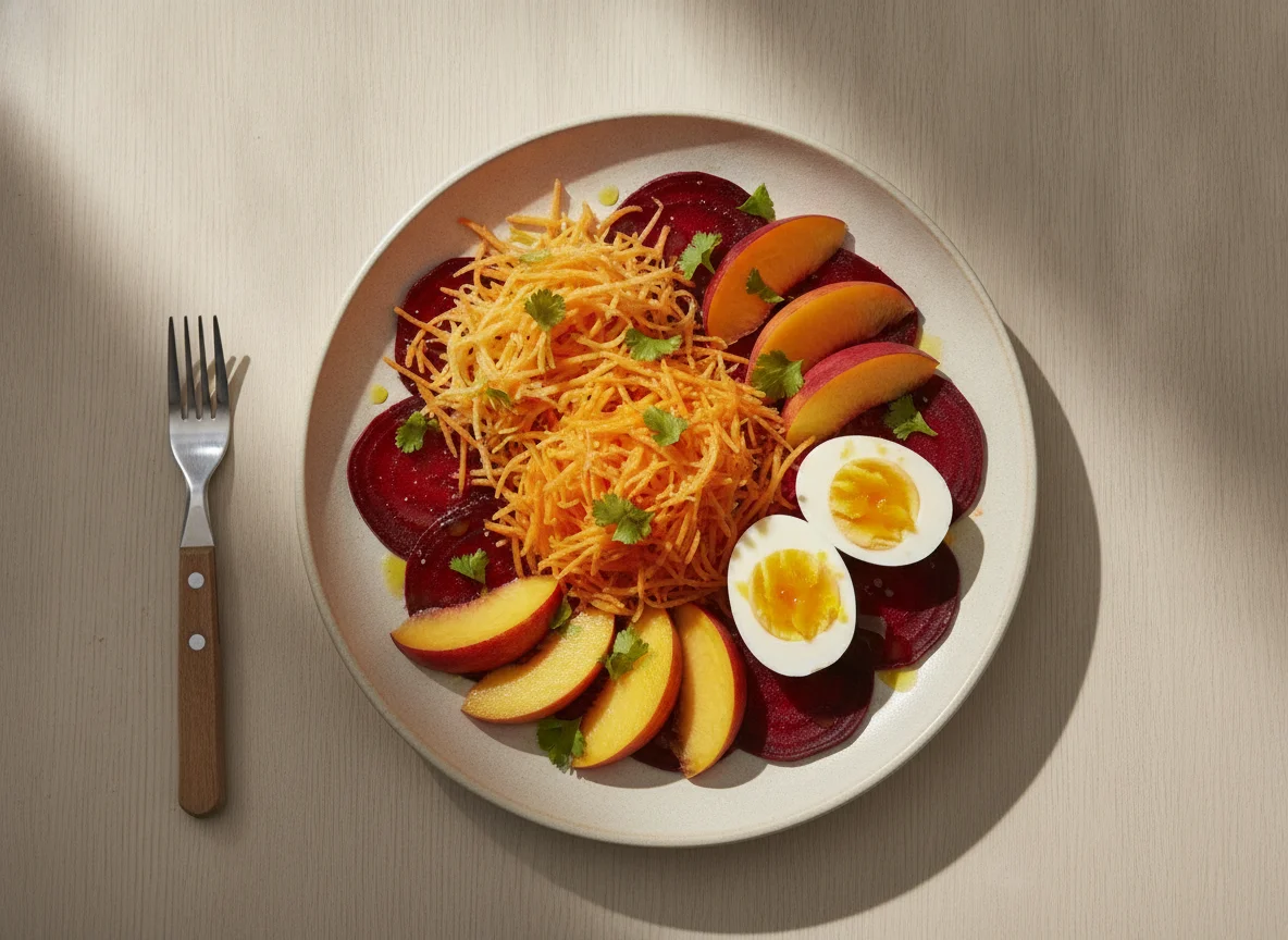 Ensalada con huevo y fruta photo