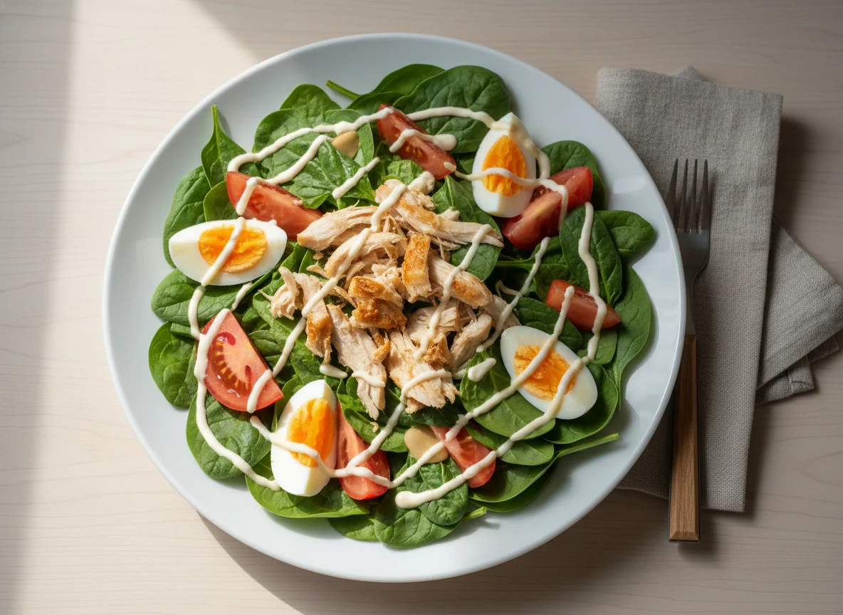 Ensalada con huevo y pollo photo