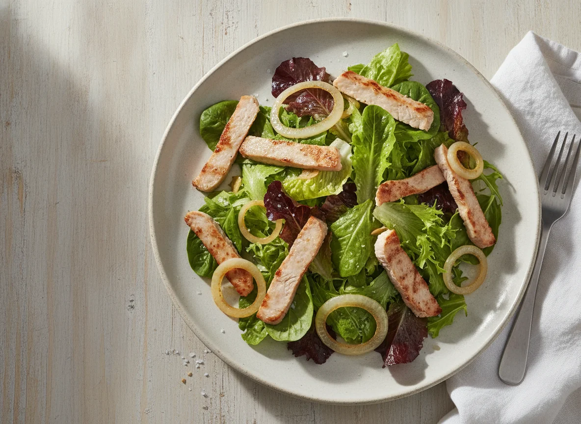 Ensalada con jamón de pavo y lechuga photo