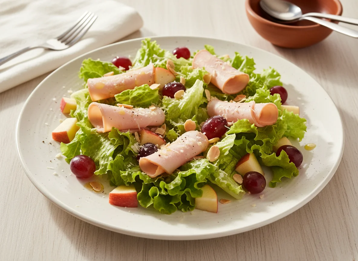 Ensalada con jamón y frutas photo