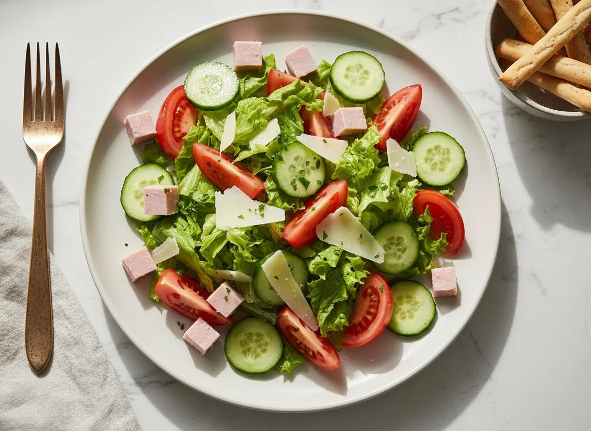 Ensalada con jamón y queso photo