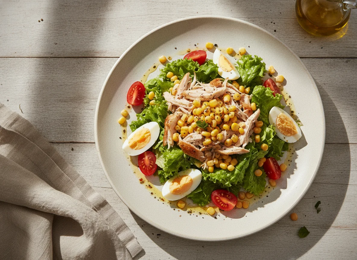 Ensalada con Maíz, Pollo y Huevo photo