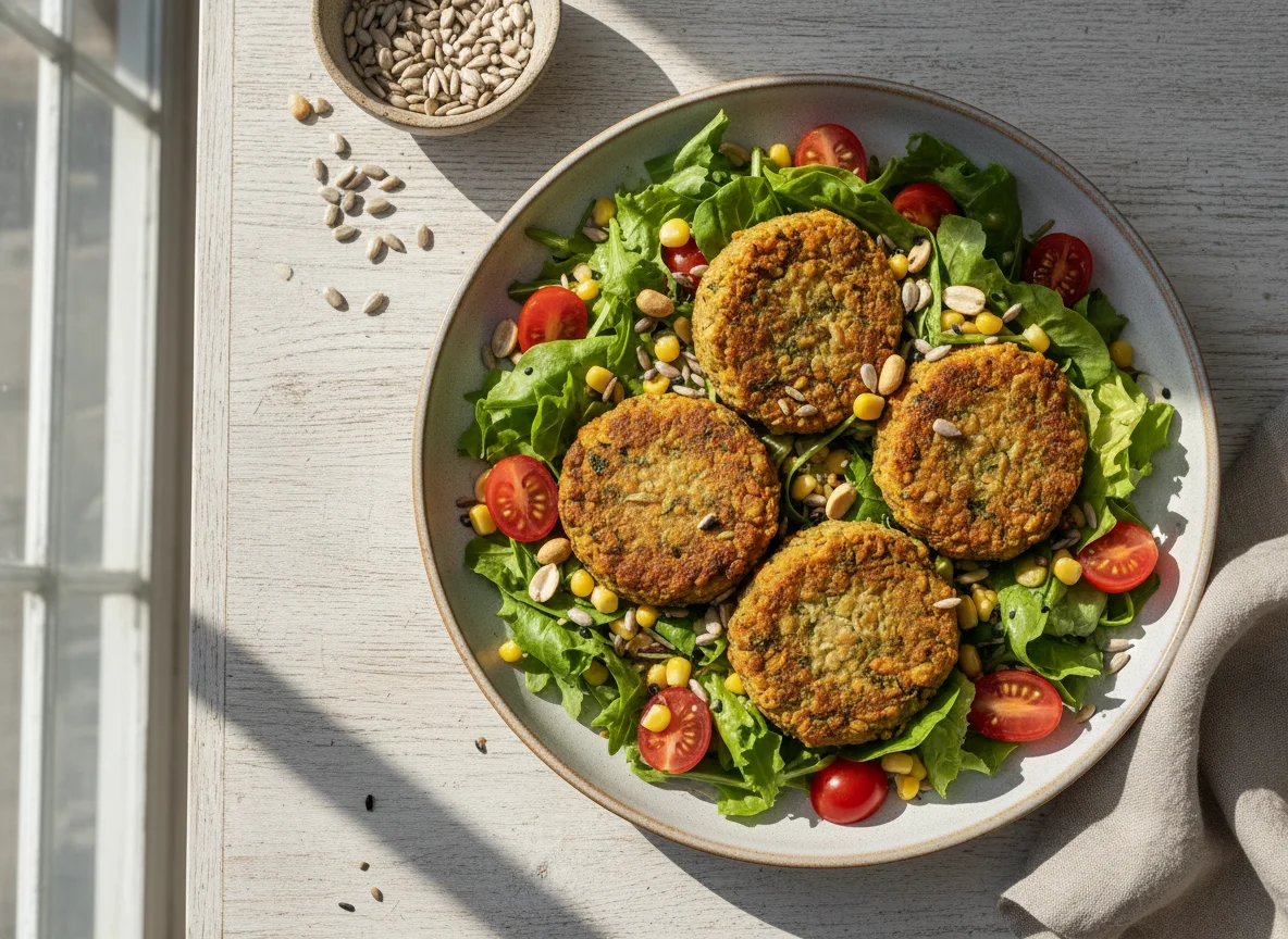 Ensalada con medallones de legumbres photo