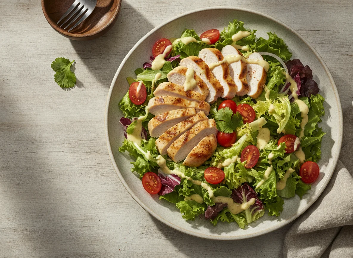 Ensalada con pechuga de pollo photo