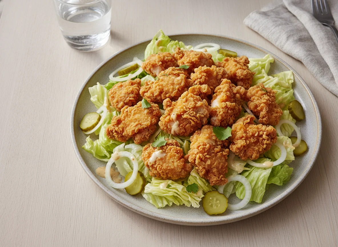Ensalada con pollo crujiente photo