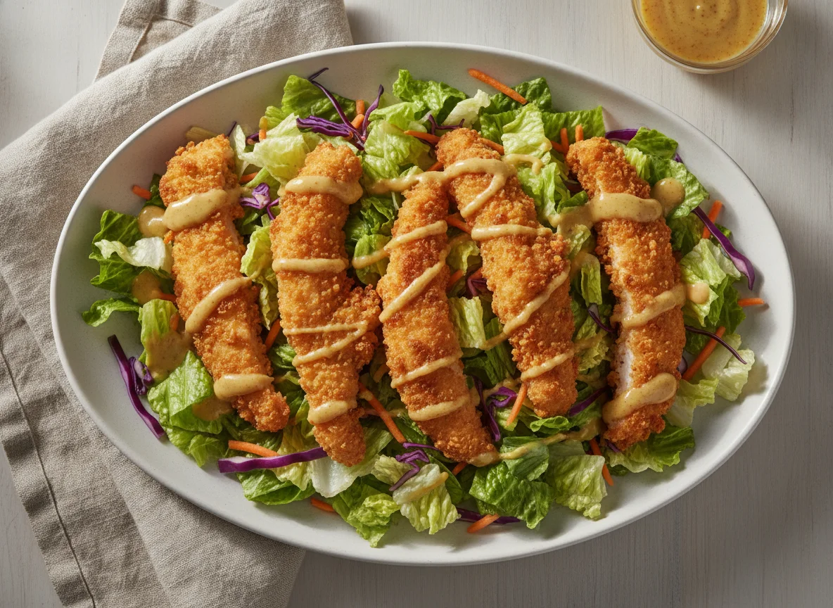 Ensalada con pollo frito photo