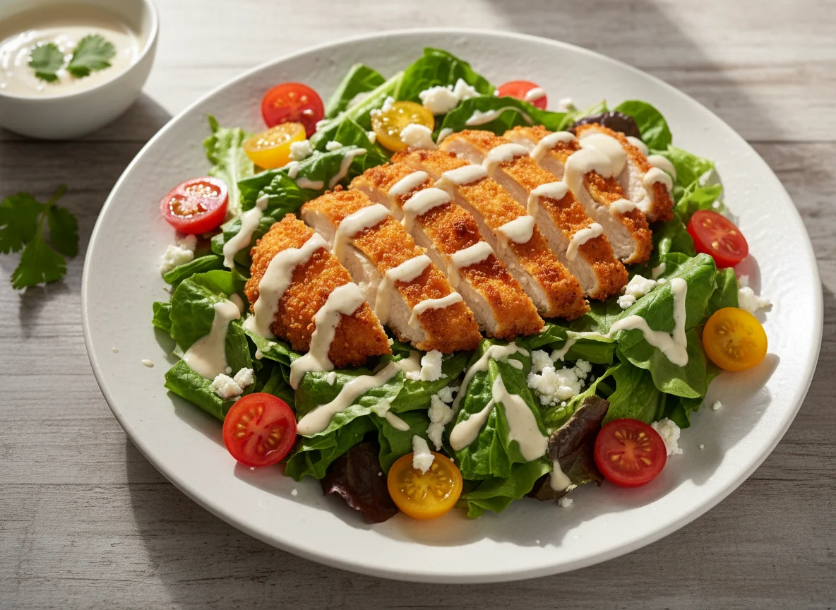 Ensalada con Pollo Frito y Aderezo Cremoso photo