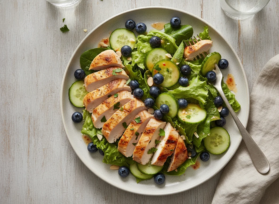 Ensalada con pollo y arándanos photo