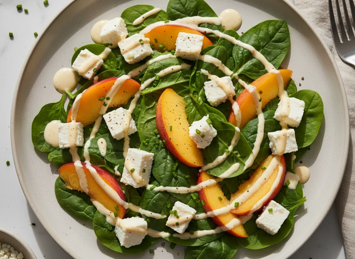 Ensalada con queso fresco y aderezo cremoso photo