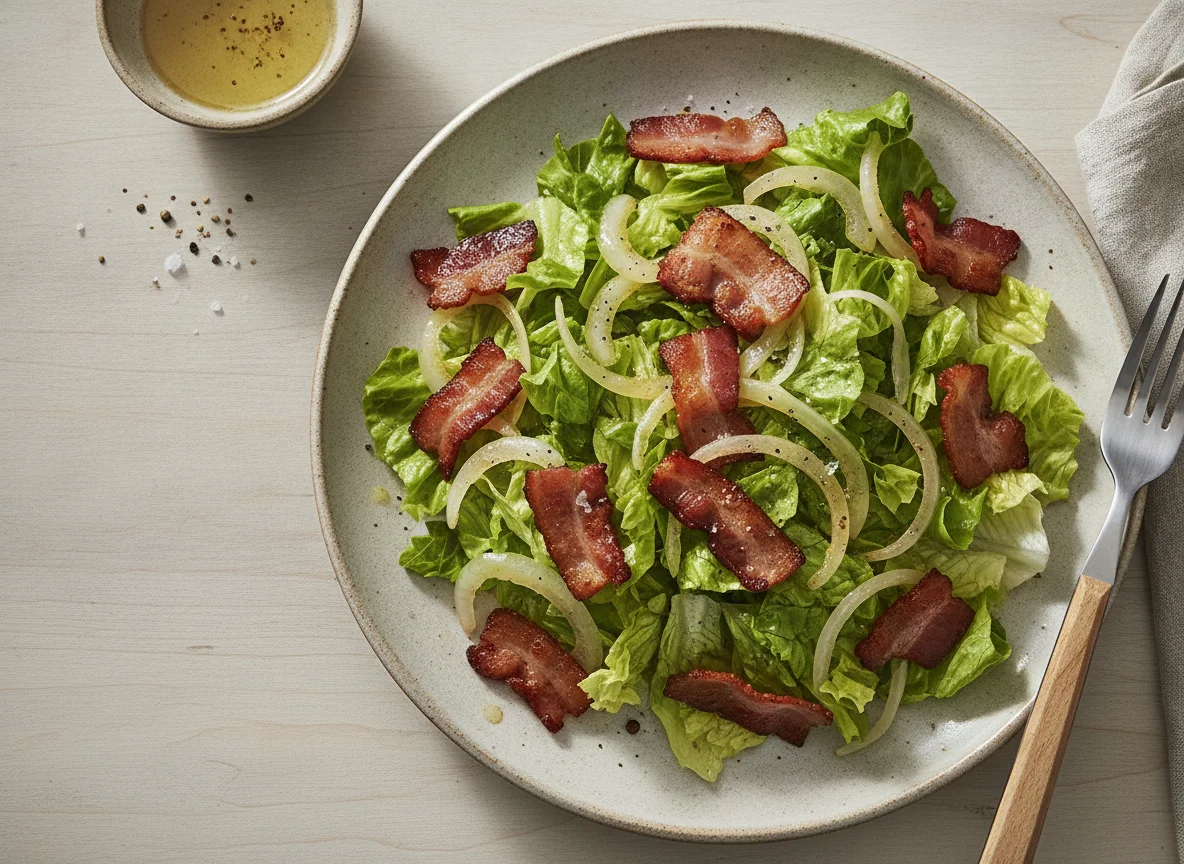 Ensalada con tocino y cebolla photo