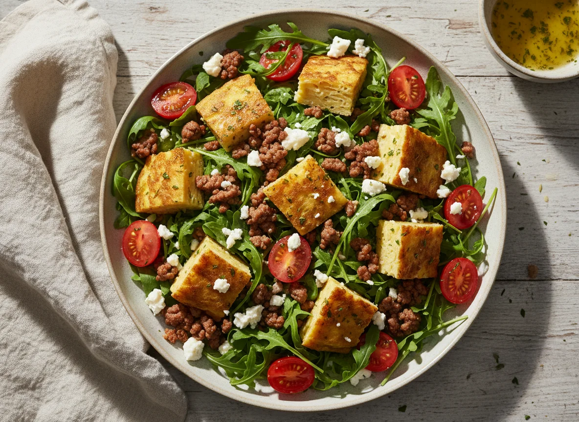 Ensalada con Tortilla y Carne Molida photo