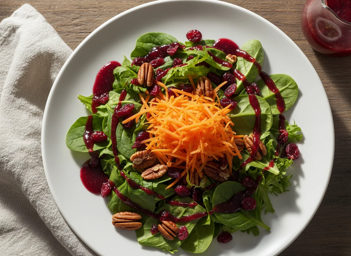 Ensalada con zanahoria, arándanos y nueces photo