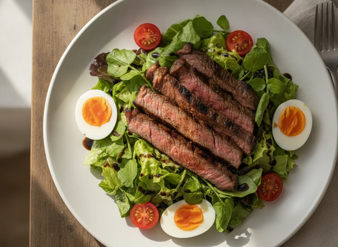 Ensalada de arrachera con huevo duro photo