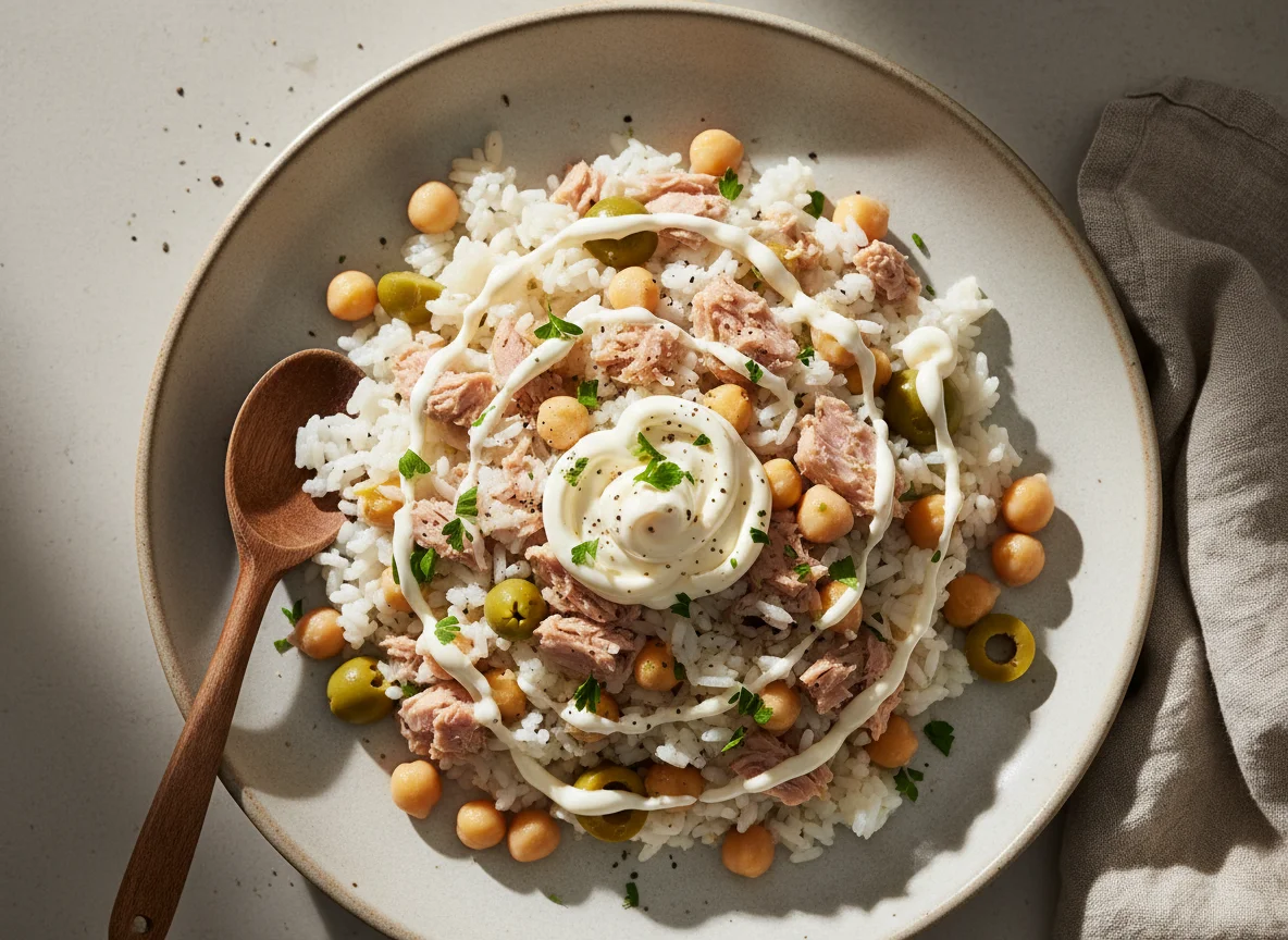 Ensalada de arroz con atún y garbanzos photo