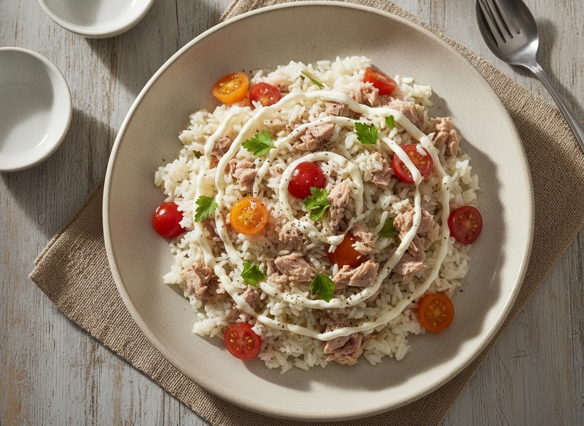 Ensalada de arroz con atún y tomate photo
