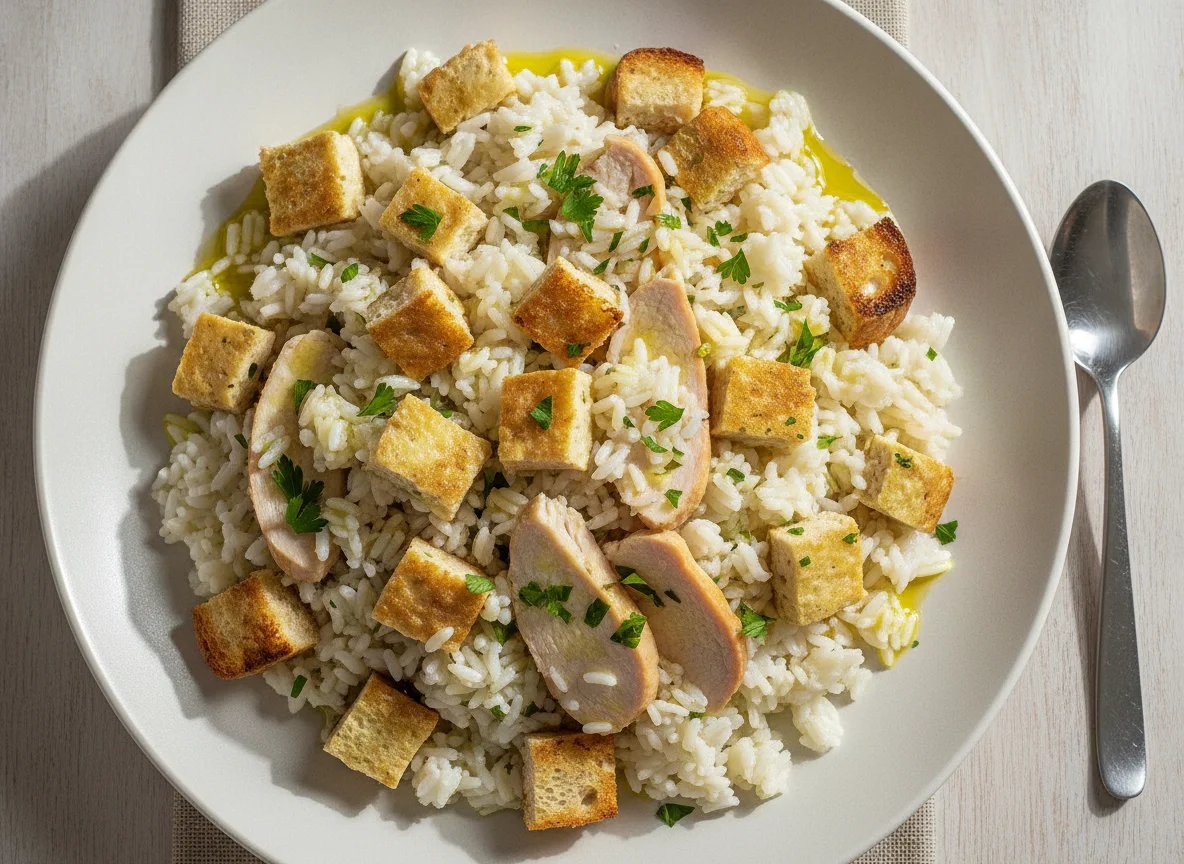 Ensalada de arroz con pavo y tortilla photo