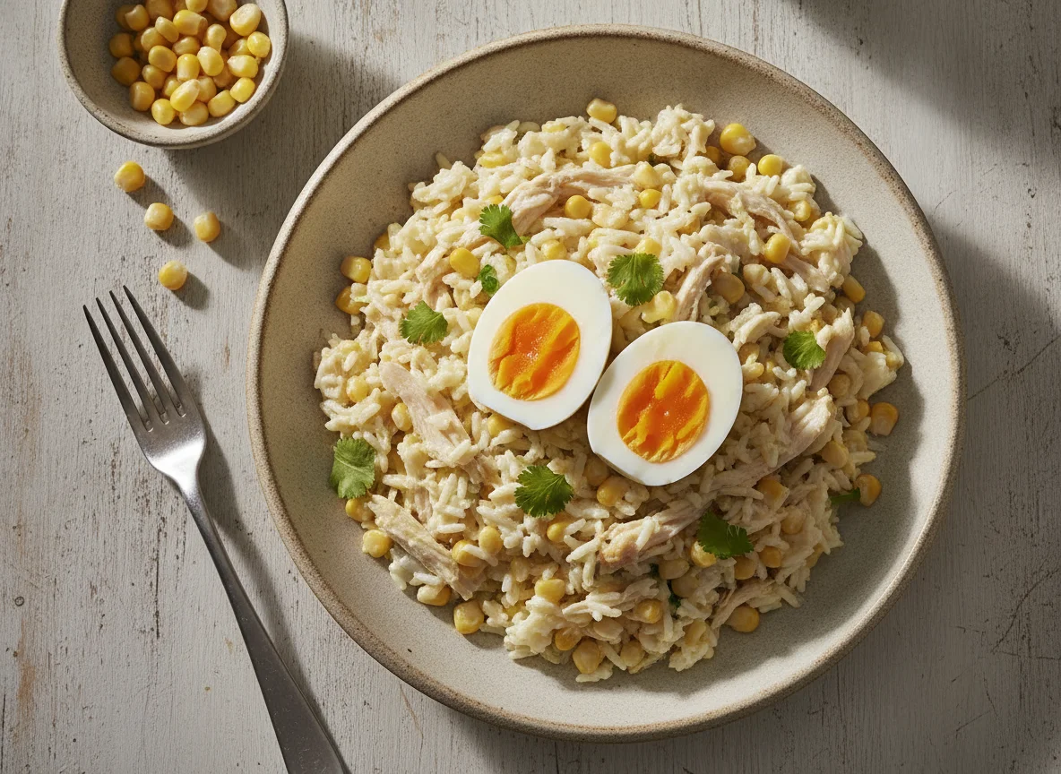 Ensalada de arroz con pollo y choclo photo