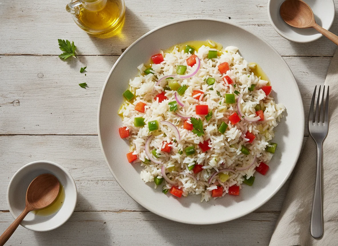 Ensalada de arroz con verduras photo