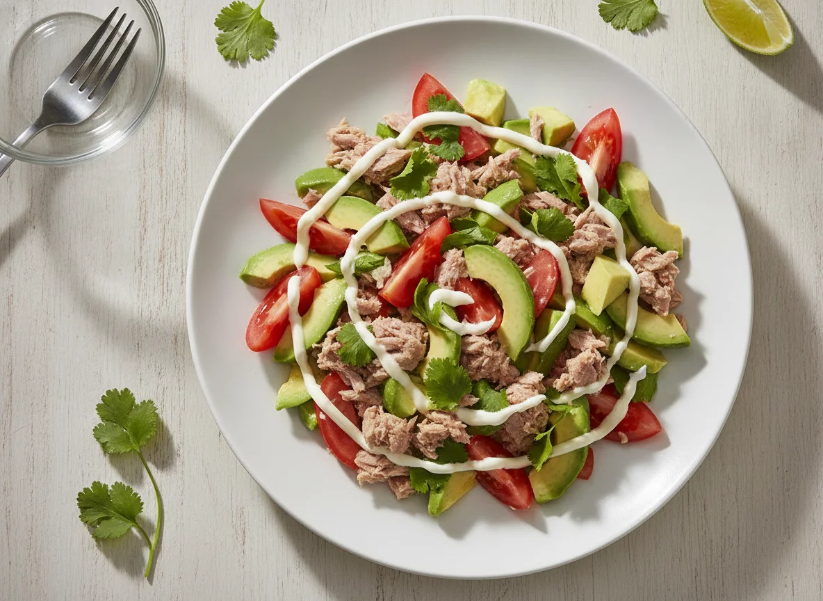 Ensalada de atún con aguacate y jitomate photo
