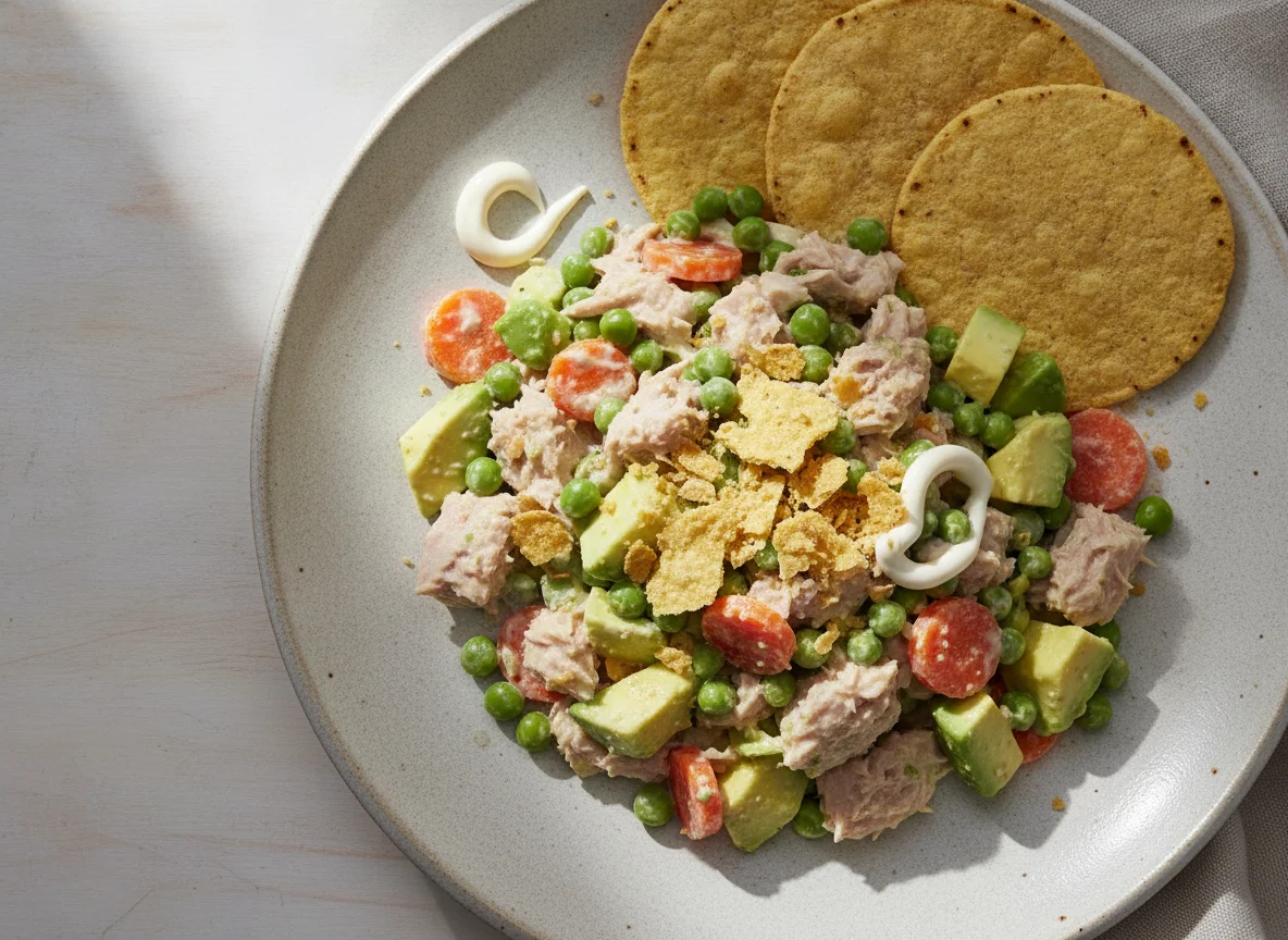 Ensalada de atún con aguacate y verduras photo