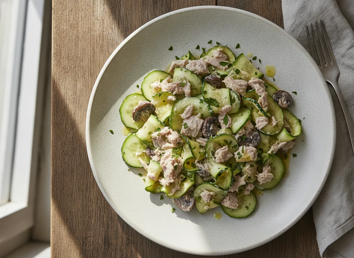 Ensalada de atún con calabacín y pepino photo