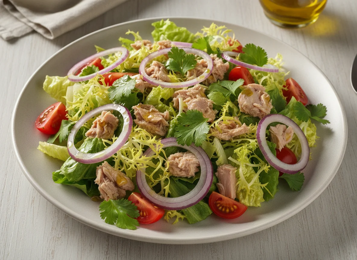 Ensalada de atún con cebolla roja photo