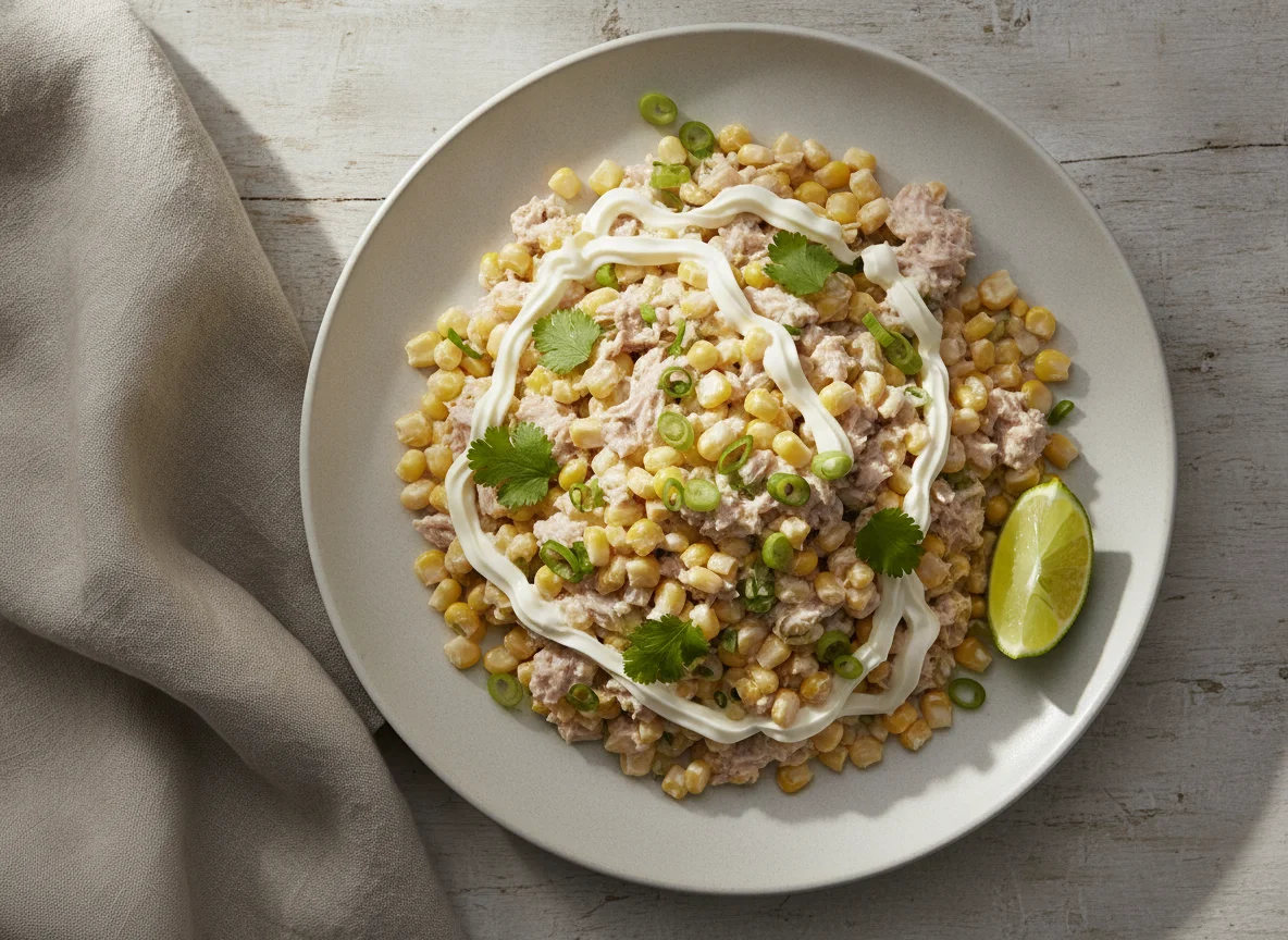 Ensalada de atún con elote y mayonesa photo