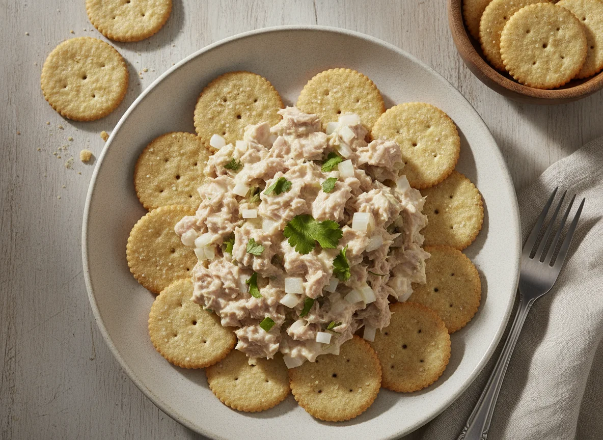 Ensalada de atún con galleta salada photo
