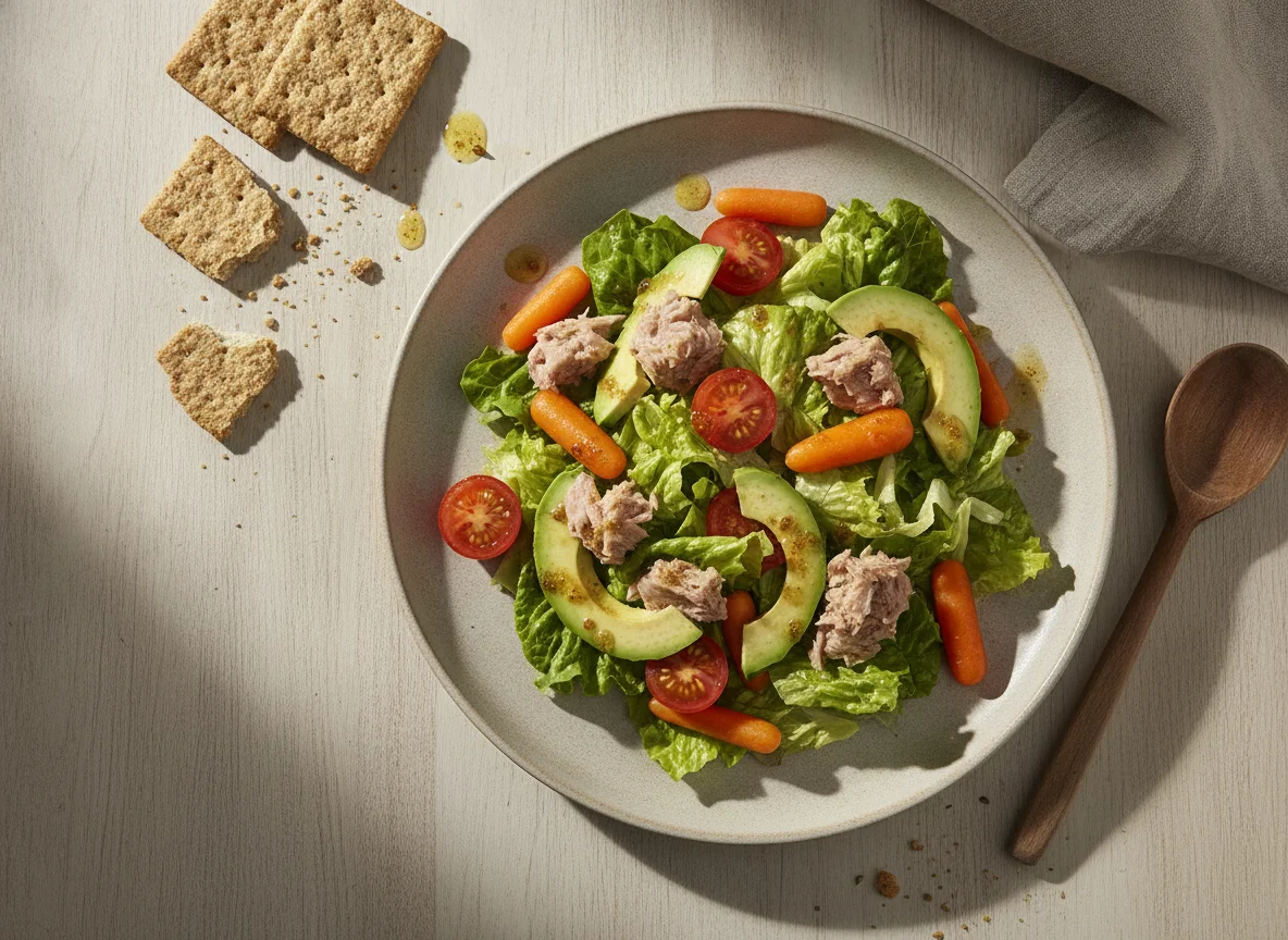 Ensalada de atún con galletas integrales photo