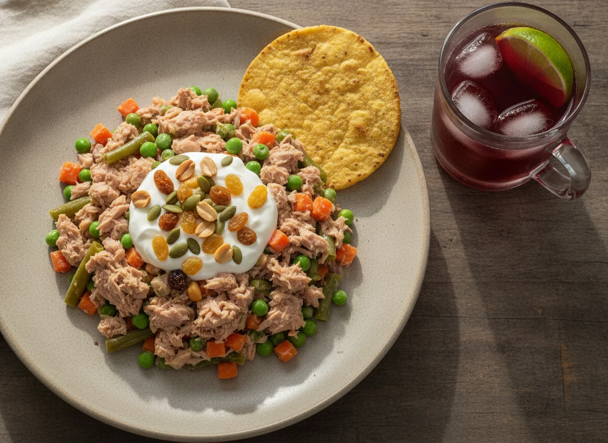 Ensalada de atún con guarniciones photo